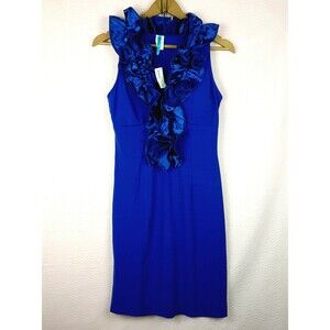 NEW Noa Women Evening Dress Ruffle Collar Sleeveless Unlined Bodycon Padded S